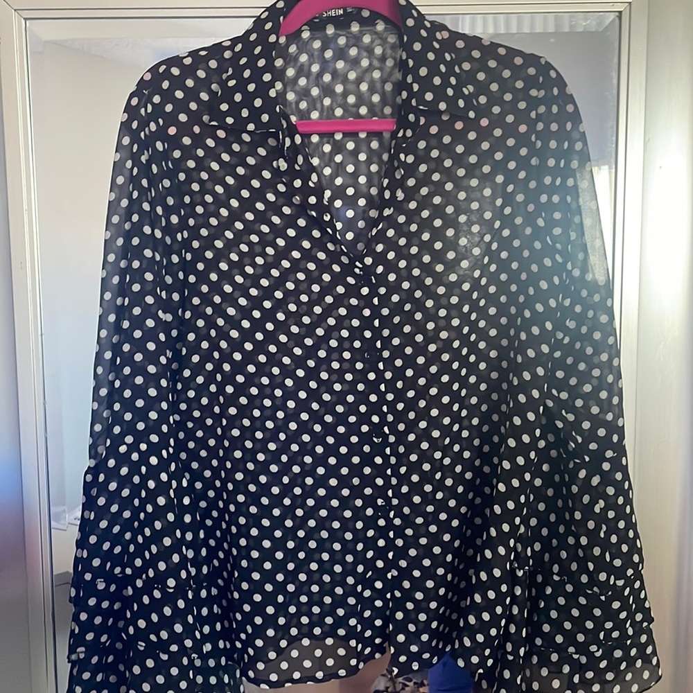 Black & white polka dot blouse